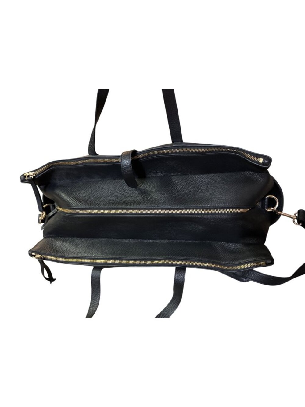 Cuyana Triple Zipper Weekender Bag Black Italian Leather Used Large - Picture 14 of 16
